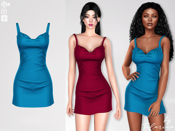 Sims 4 — Sarai Dress by talarian — Elegant mini slip dress with a fitted silhouette Available in 29 colors