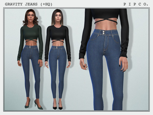 Sims 4 — Gravity Jeans. by Pipco — Buttoned skinny jeans in 5 colors. Base Game Compatible