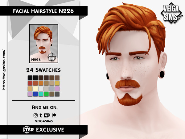 Sims 4 — Facial Hair Style N226 by David_Mtv2 — All maxis color (24 colors).