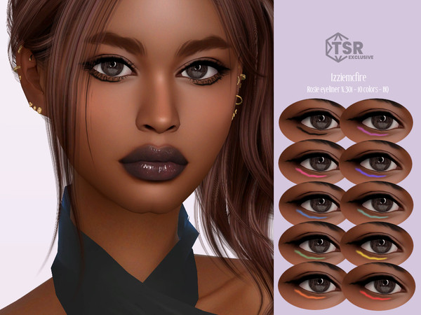 Sims 4 — IMF Rosie Eyeliner N.301 by IzzieMcFire — Rosie Eyeliner N.301 contains 10 colors in hq texture.