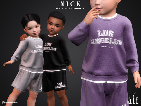 Sims 4 — NICK sweatshirt (toddler) by ali1 — Los Angeles Letter Graphic Sweatshirt New Mesh