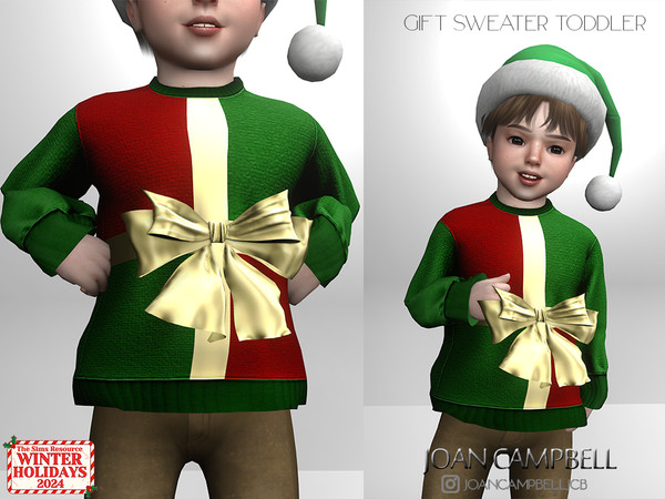 Sims 4 — GIFT SWEATER TODDLER by Joan_Campbell_Beauty_ — 1 swatch Custom thumbnail Original mesh