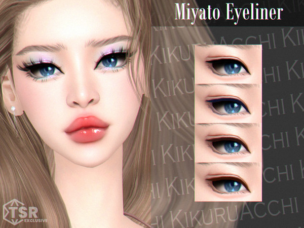 Sims 4 — Miyato Eyeliner by Kikuruacchi — - It is suitable for Female and Male. ( Teen to Elder ) - 4 swatches - HQ