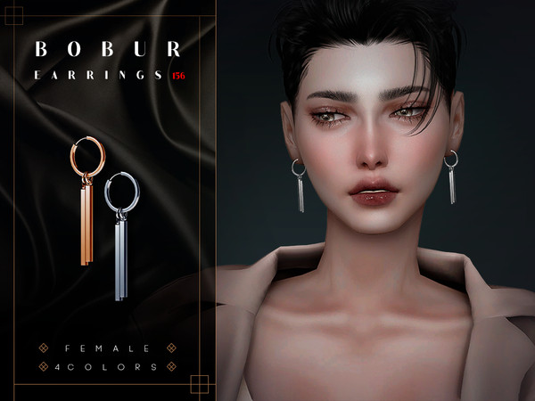 Sims 4 — Hanging earrings by Bobur2 — Hanging earrings in k-pop style for female 4 colors I hope you like it