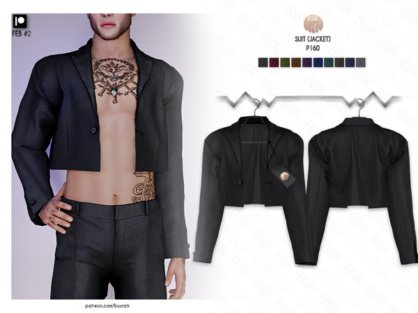 Sims 4 — (Patreon) Suit - Jacket P160 by busra-tr — 10 colors Adult, Elder, Teen, Young Adult