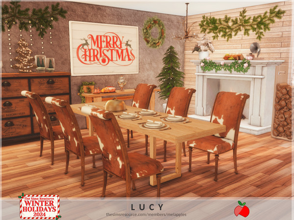 Sims 4 — Winter Holidays - Lucy dining by melapples — a nice and cozy dining room for holiday season. enjoy! 7x8