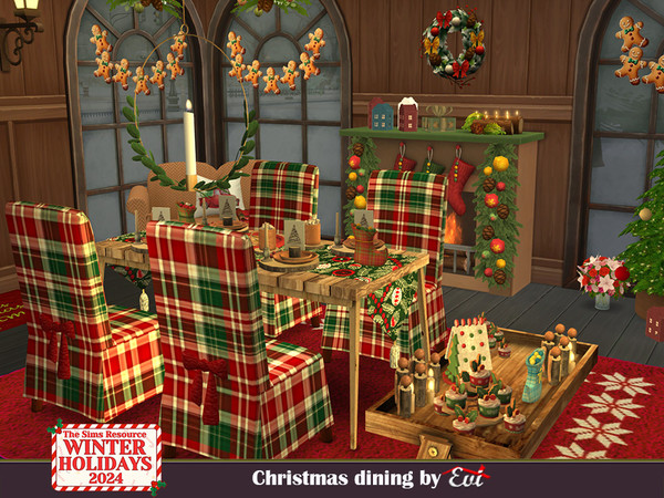 Sims 4 — Christmas dining by evi — Full of festive colours this dining room is ready for Christmas Eve.