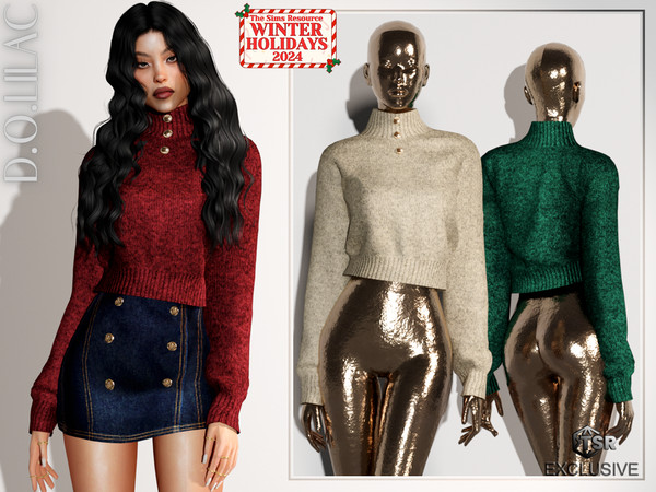 Sims 4 — Buttoned Cashmere Sweater DO0636 by DOLilac — Custom thumbnail