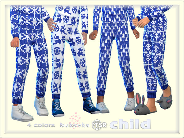 Sims 4 — Pants Blue HNY by bukovka — Pants for children of both sexes: boys and girls in 4 coloring options. All cards