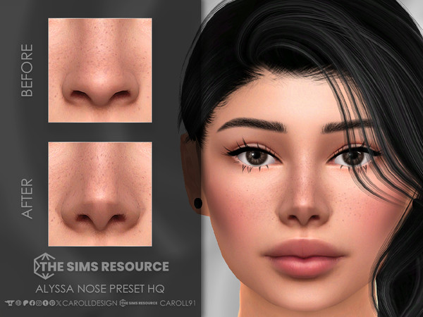 Sims 4 — Alyssa Nose Preset HQ by Caroll912 — A medium nose preset for female Sims. Preset is suited for Teen - Elders