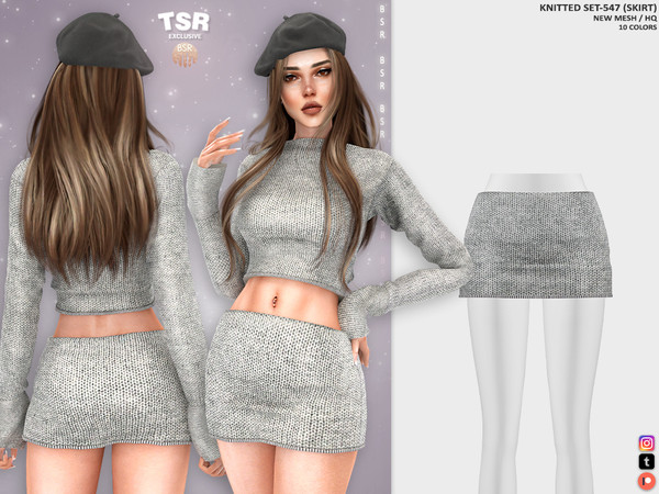Sims 4 — KNITTED SET-547 (SKIRT) BD1411 by busra-tr — 10 colors Adult, Elder, Teen, Young Adult