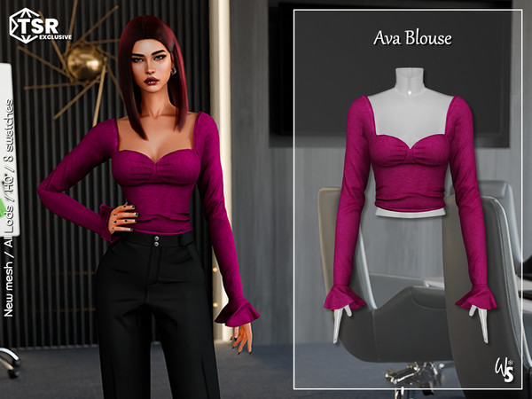 Sims 4 — Ava Blouse by WisteriaSims — - FOR WOMAN - NEW MESH - TEEN TO ELDER - Clothing Top Category