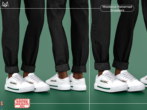 Sims 4 — Mistletoe Patterned Sneakers S454 (Male) by Mermalade — New Mesh