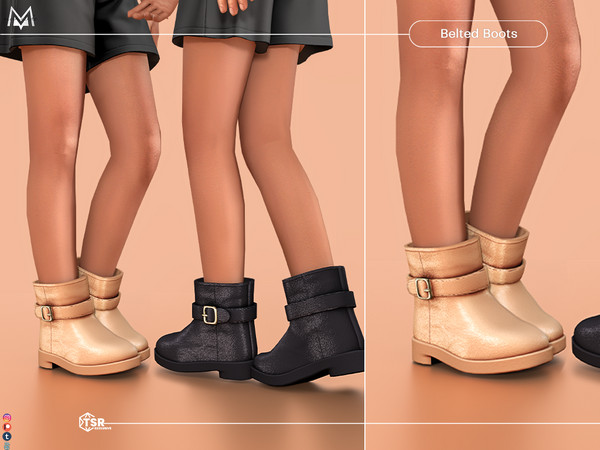 Sims 4 — Belted Boots S463 (Child) by Mermalade — New Mesh