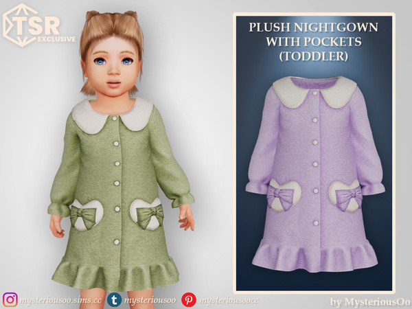 Sims 4 — Plush nightgown with pockets Toddler by MysteriousOo — Plush nightgown with pockets in 6 colors for toddlers