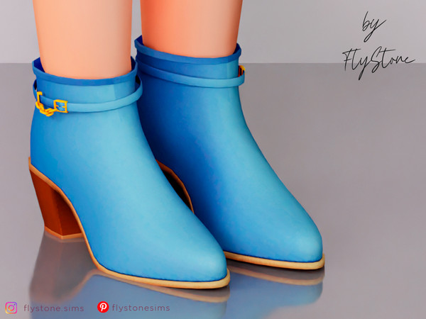 Sims 4 — Child Boots With Golden Chain by FlyStone — Fashion child boots with golden chain and buckles