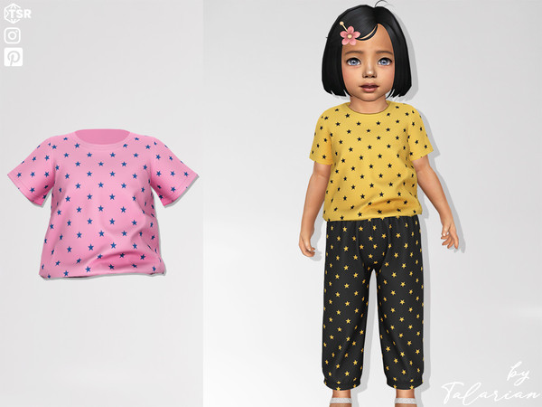 Sims 4 — Alice Top by talarian — A comfortable short-sleeve t-shirt with an all-over star print, perfect for casual wear