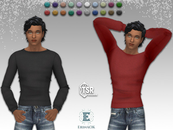 Sims 4 — ErinAOK Mens Top 123024 by ErinAOK — Men's Versatile Cotton Sweatshirt