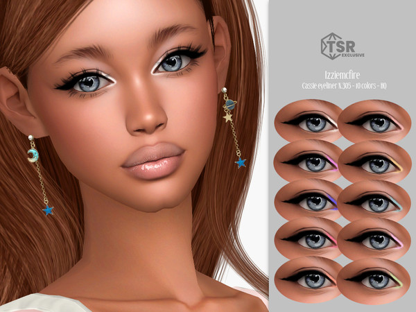 Sims 4 — IMF Cassie Eyeliner N.305 by IzzieMcFire — Cassie Eyeliner N.305 contains 10 colors in hq texture.