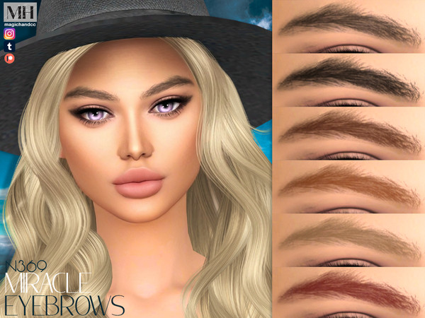 Sims 4 — Miracle Eyebrows N369 by MagicHand — Natural brows in 13 colors - HQ Compatible.