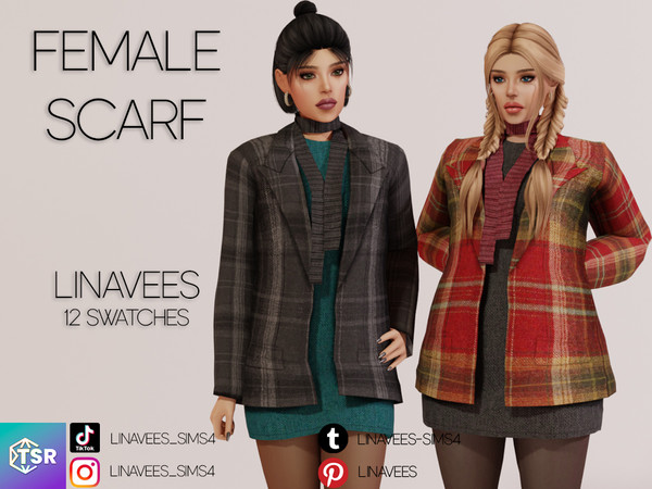 Sims 4 — POPPY - FEMALE SCARF by linavees — New Mesh