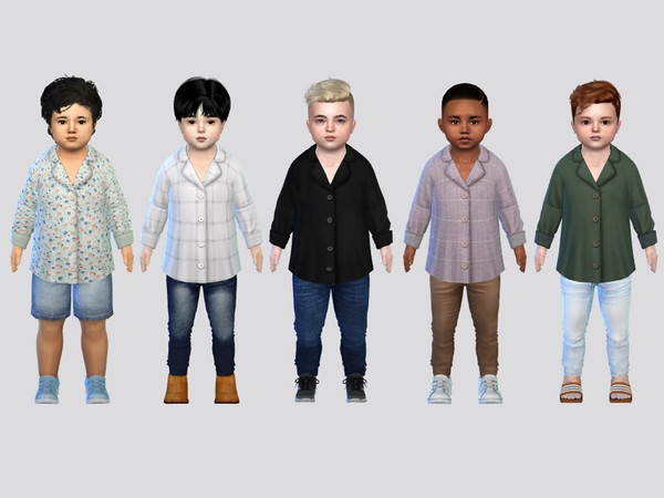 Sims 4 — Retro Cuffed Shirt Toddler by McLayneSims — TSR EXCLUSIVE