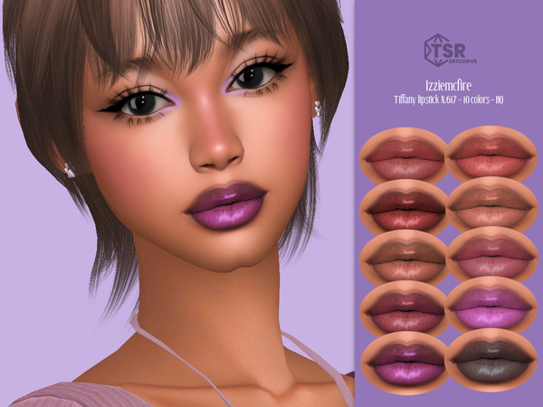 Sims 4 — IMF Tiffany Lipstick N.617 by IzzieMcFire — Tiffany Lipstick N.617 contains 10 colors in hq texture. Standalone