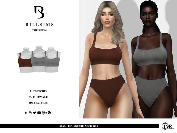 Sims 4 — Seamless Square Neck Bra by Bill_Sims — This bra features a ribbed material with a seamless design and a square