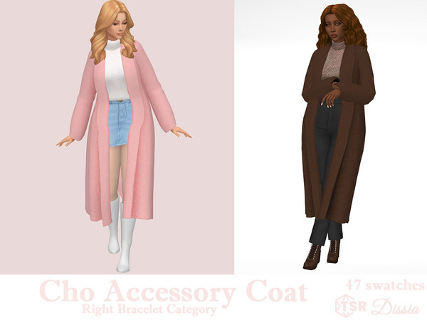 Sims 4 — Cho Accessory Coat by Dissia — Long sleeves long accessory solids coat