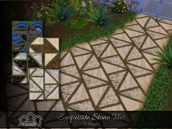 Sims 4 — Exquisite Stone Tiles terrain by Emerald — Add texture to your yard when creating a path or walkway with