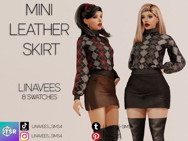 Sims 4 — CELINE - MINI LEATHER SKIRT by linavees — New Mesh
