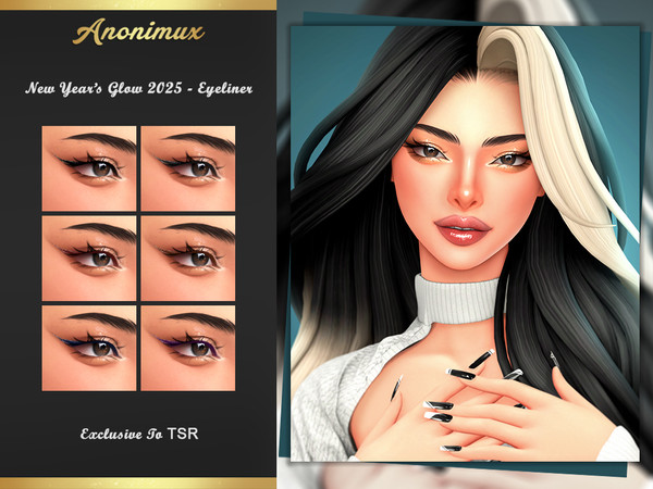 Sims 4 — New Year's Glow 2025 - Eyeliner by Anonimux_Simmer — - 6 Swatches