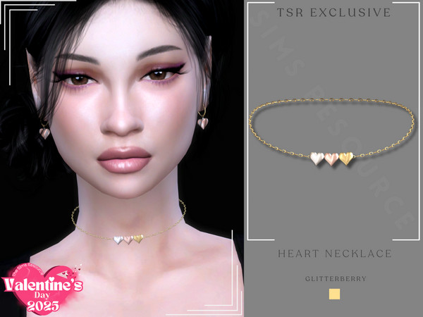 Sims 4 — Heart Necklace by Glitterberryfly — A triple heart necklace in silver, rosegold and gold