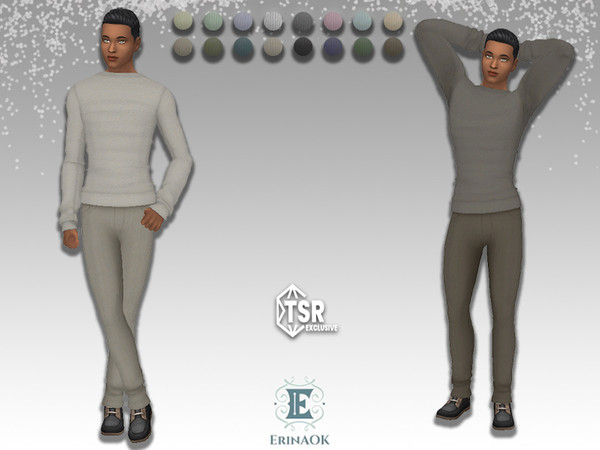 Sims 4 — ErinAOK Mens Outfit 012525 by ErinAOK — Men's Outfit with Corduroy Pants and Cotton Top