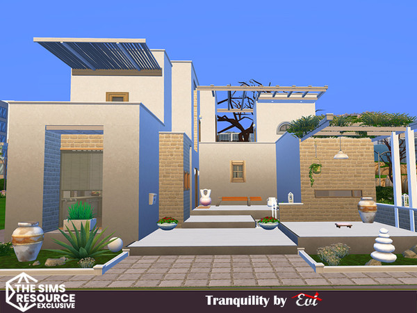 Sims 4 — Tranquility_No CC by evi — This one bedroom house with its simple architecture and cosy furnishing and