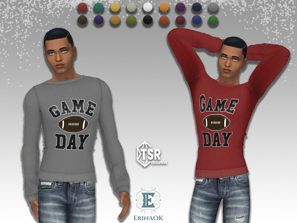 Sims 4 — ErinAOK Mens Top 020325 by ErinAOK — Men's Cotton "Game Day" Sweatshirt