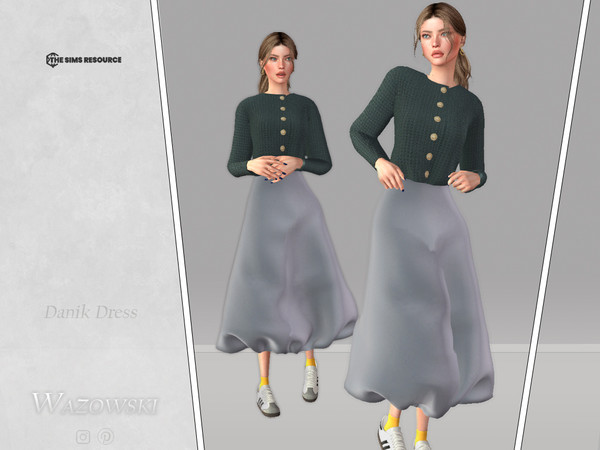 Sims 4 — Danik Dress by _WAZOWSKI_ — All Texture Maps New Mesh 8 Colors HQ Compatible