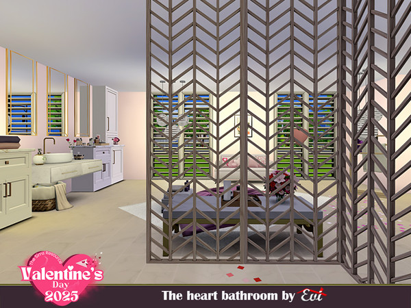 Sims 4 — Hearts Bathroom by evi — A comfortable bathroom decorated and furnished for Valentines day. have fun!