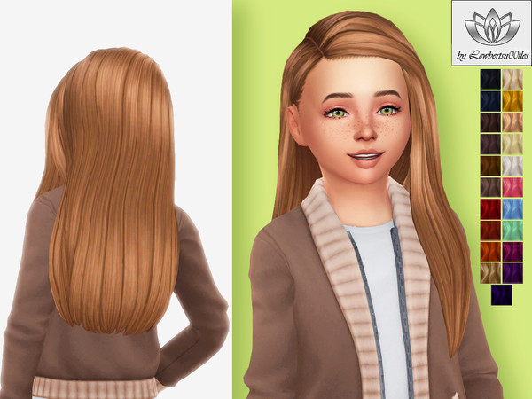 Sims 4 — Indigo Hair - Child version by Lewbertsn00tles — A long and sleek side-parted hairstyle. Maxis Match