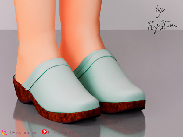 Sims 4 — Child Wedges With Wood Sole by FlyStone — Classic child shoes with wood sole