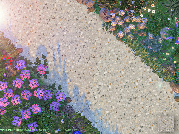 Sims 4 — Pietra Terrain Paint by Caroll912 — A single swatch of exposed aggregate concrete terrain paint in grey and