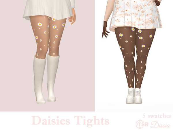 Sims 4 — Daisies Tights by Dissia — Transparent tights with cute daisy flowers, perfect for still cold early spring days!