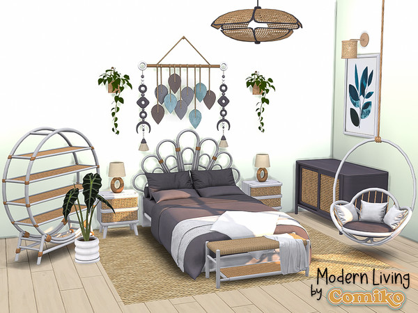 Sims 4 — Boho Bedroom Part 3 by Comiko — Hi! Part 3 - Boho Bedroom Set is base game compatible and consist of 7 items