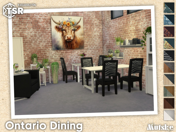Sims 4 — Ontario Diningroom Part 2 by Mutske — Ontario Diningroom set with seating, surface and more, some have slots to