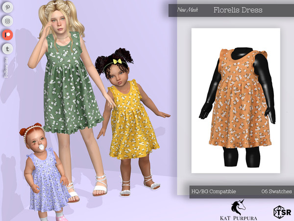 Sims 4 — Florelis Dress- Infant by KaTPurpura — Short dress with many ruffles and flower print