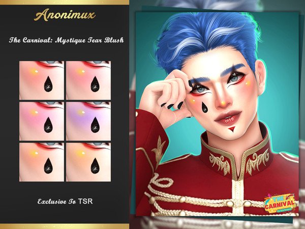 Sims 4 — The Carnival: Mystique Tear Blush by Anonimux_Simmer — - 6 Swatches