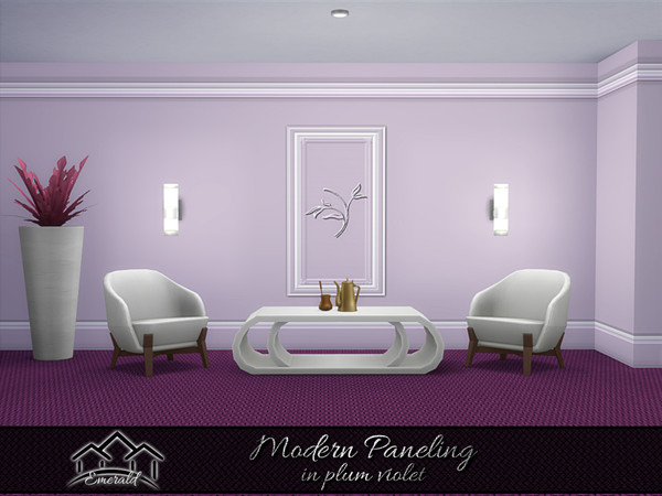 Sims 4 — Modern Paneling in plum violet3 by Emerald — Transform any room a modern stunning elegant touch