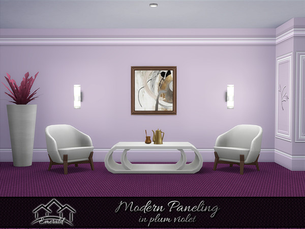 Sims 4 — Modern Paneling in plum violet4 by Emerald — Transform any room a modern stunning elegant touch