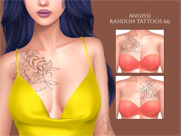Sims 4 — Random tattoos 66 by ANGISSI — PREVIEWS MADE USING HQ MOD HQ compatible