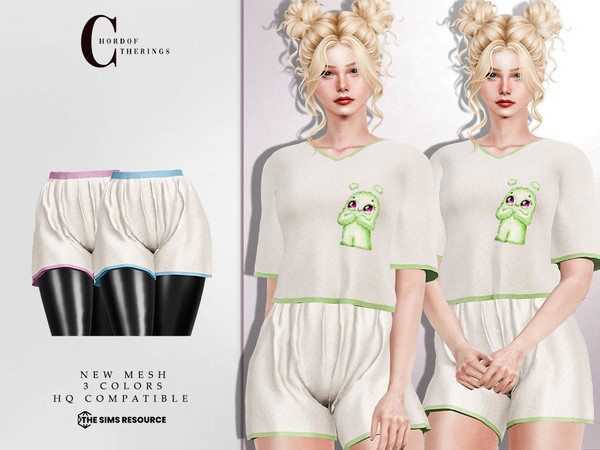 Sims 4 — Pajama Shorts B-134 by ChordoftheRings — ChordoftheRing Pajama Shorts B-134 - 3 Colors